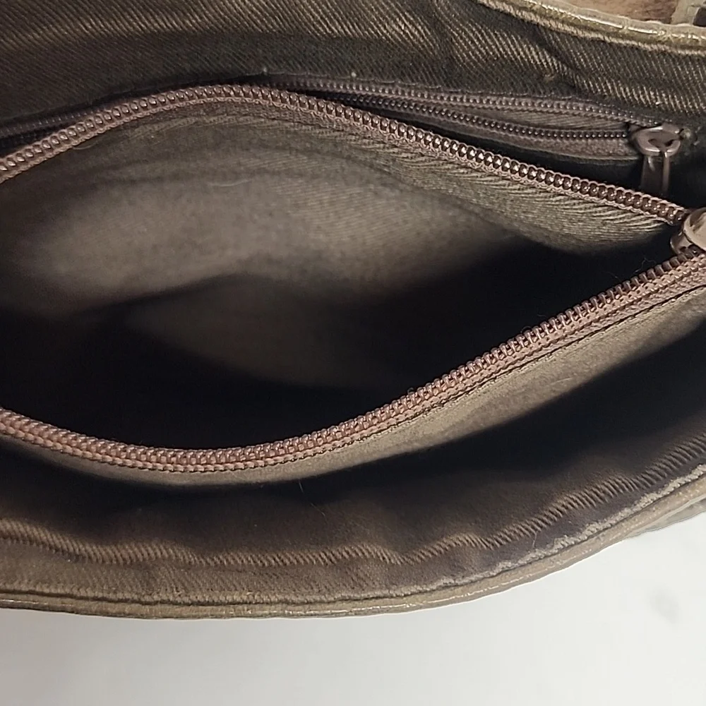 Vintage Distressed Olive Green Leather Unisex Crossbody Messenger SaddleBag